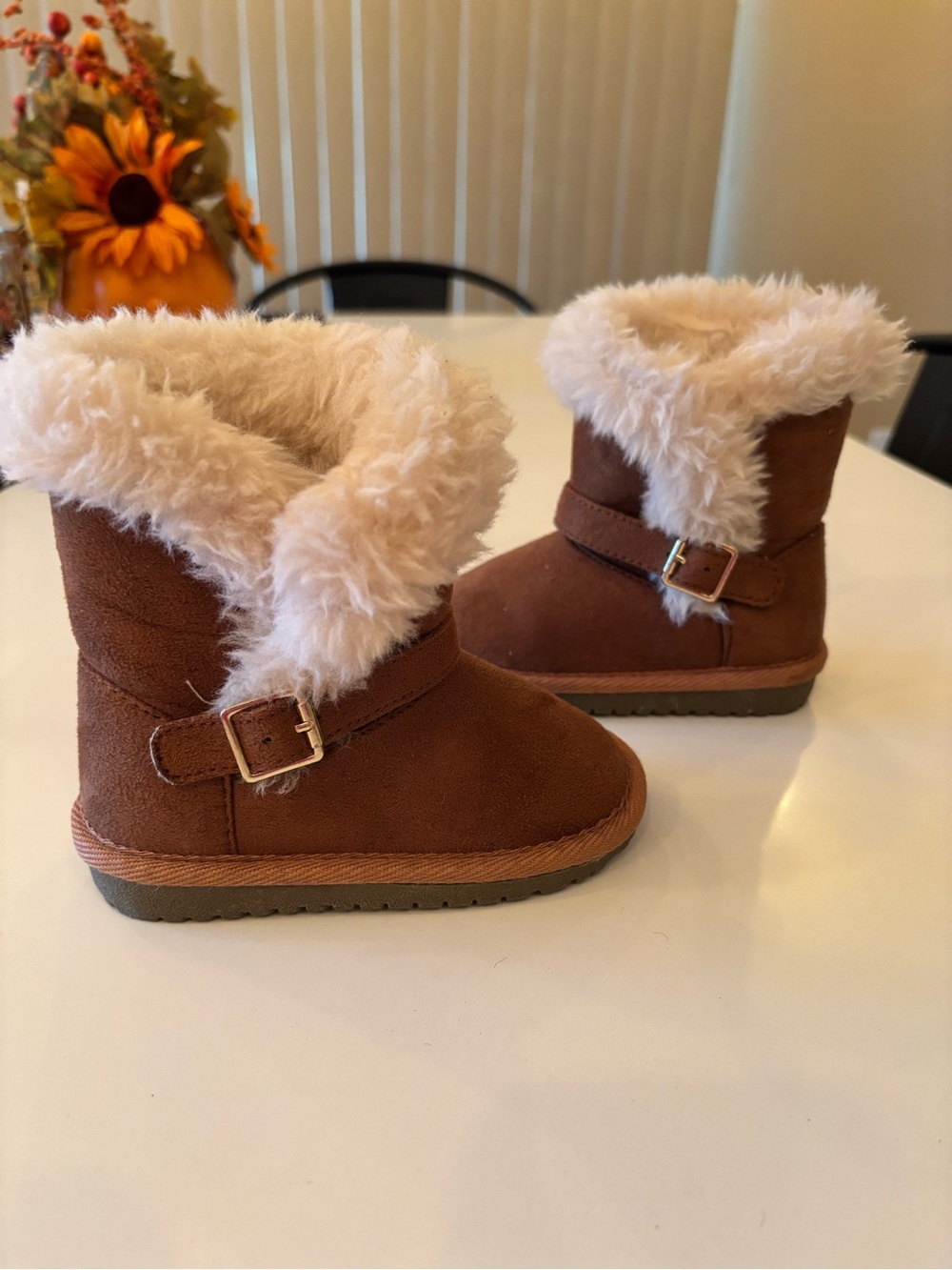 Kids Cozy Faux Fur Lined Brown Winter Boots